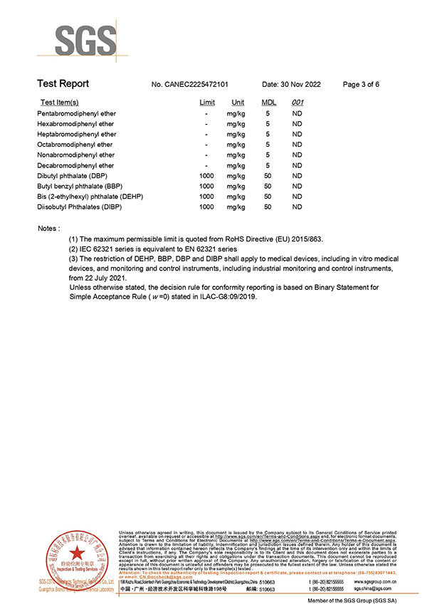 SGS document for high temperature composite material